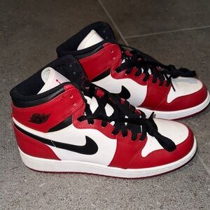 Black, Red, and White High-Top Jordan 1’s